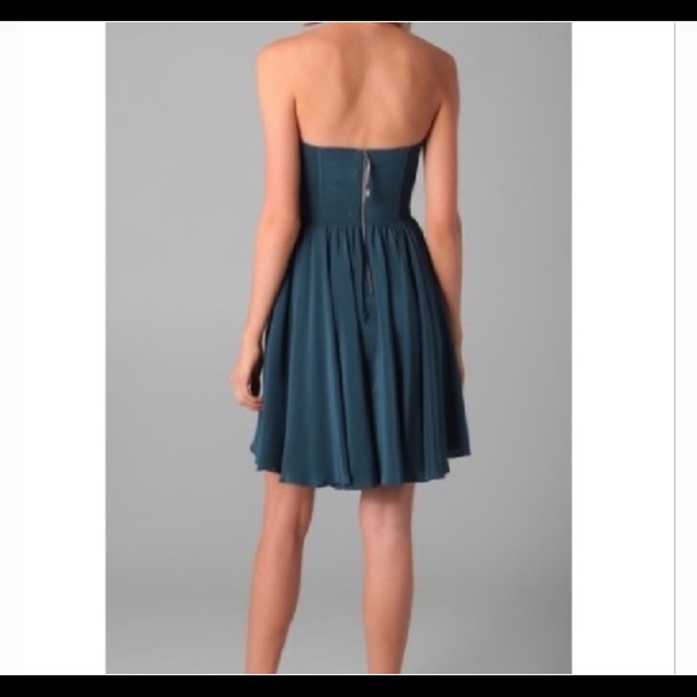 Rebecca Taylor Beaded Feather Silk Strapless Dress - Picture 2 of 8